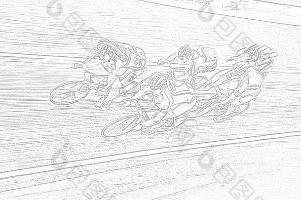 用简单的线条画出一位职业自行车手佩洛顿。