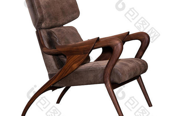 皮棕色椅子
