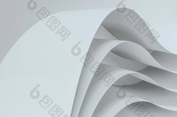 3d渲染曲线纸背景、淡色背景、计算机数字背景