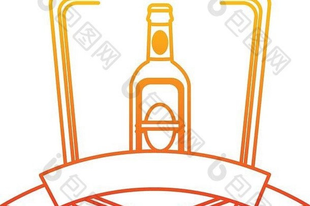 带丝带的降级系列杜松子酒酒瓶标志