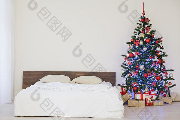 装饰白色卧室圣诞节树圣诞节礼物