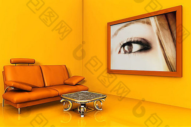 橙色房间沙发