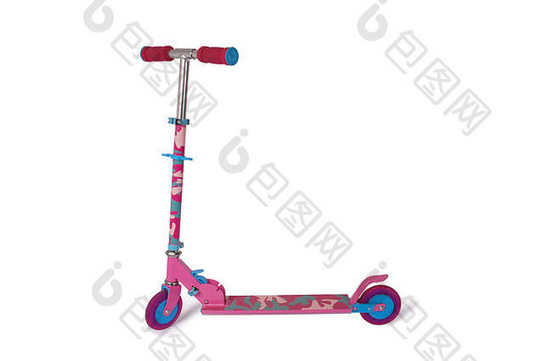 新的粉色儿童踏板车（剪辑路径）