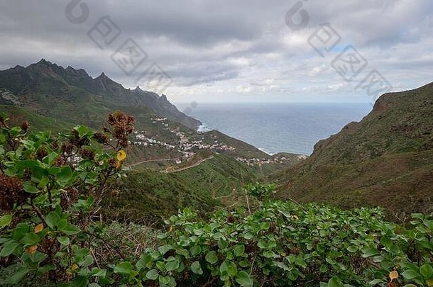 阿纳加山以阿尔马西加村为背景。加那利群岛
