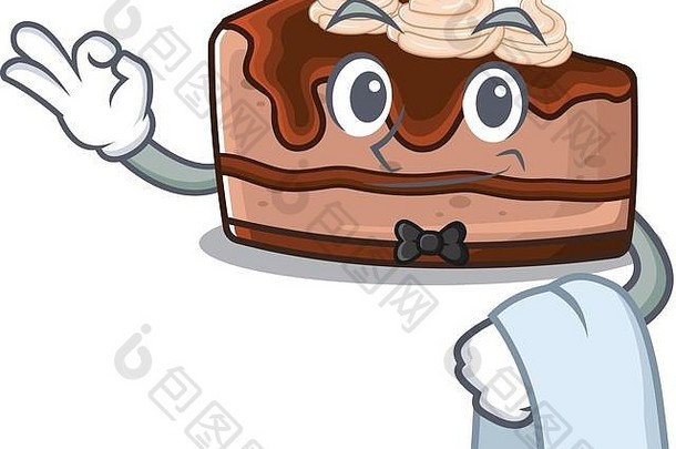甜巧克力芝士蛋糕角色担任服务员