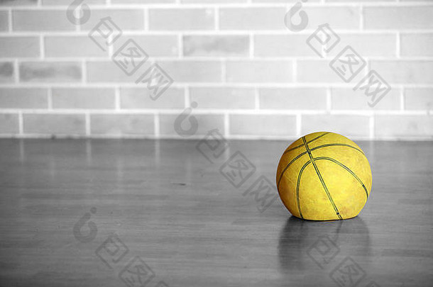 黑色的白色孤立的颜色黄色的累了平放气篮球穿花了能源体育设备生活
