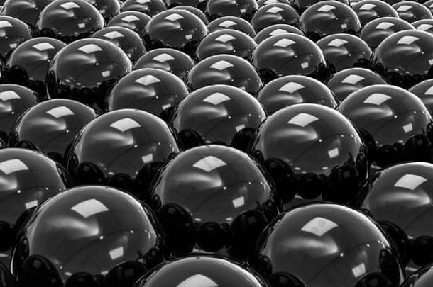 抽象有机黑球结构背景纹理3d渲染插图