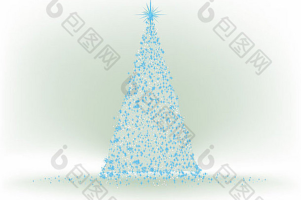 摘要蓝色的圣诞节树银背景