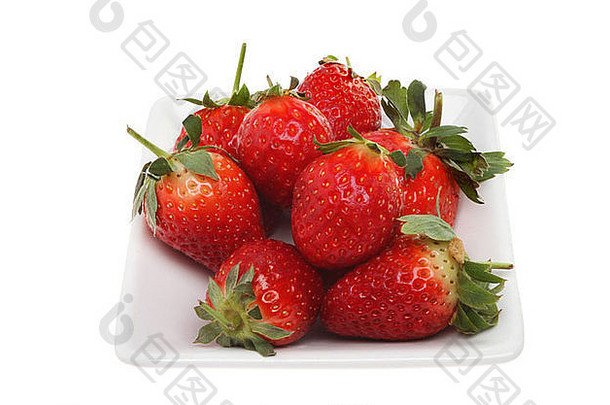 草莓广场碗孤立的白色