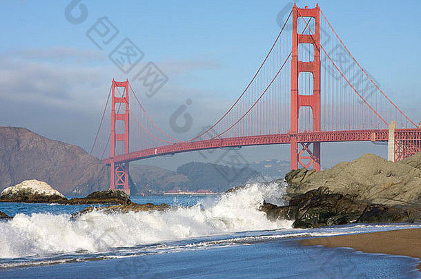 贝克海滩旧金山金门大桥