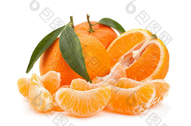 <strong>橘子</strong>热带水果孤立的白色背景