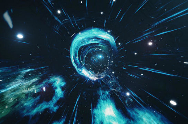 旅行虫洞时间空间填满数百万星星星云虫洞空间变形科学小说黑色的洞