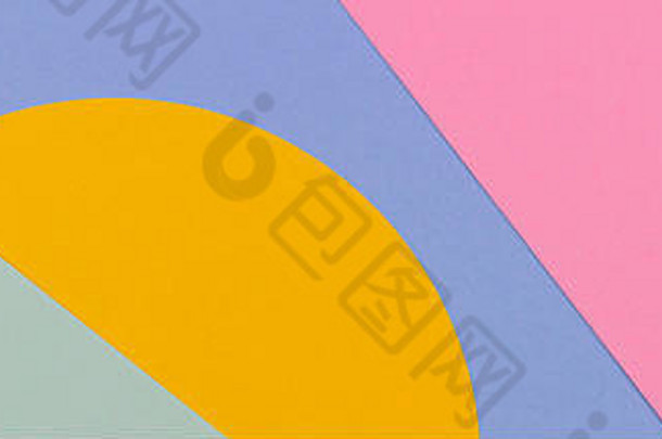 摘要彩色的纸纹理背景最小的几何形状行蓝色的光绿色黄色的柔和的粉红色的颜色