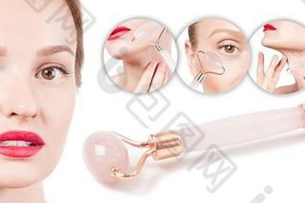 概念皮肤复兴脸电梯抗衰老治疗玉辊女人完美的皮肤脸按摩