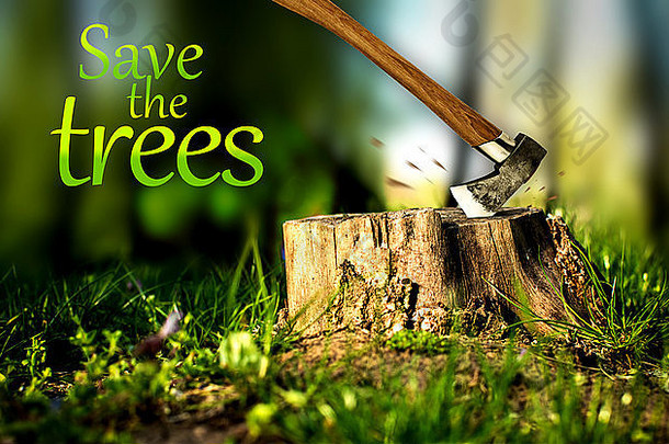 树桩减少树象征森林砍伐