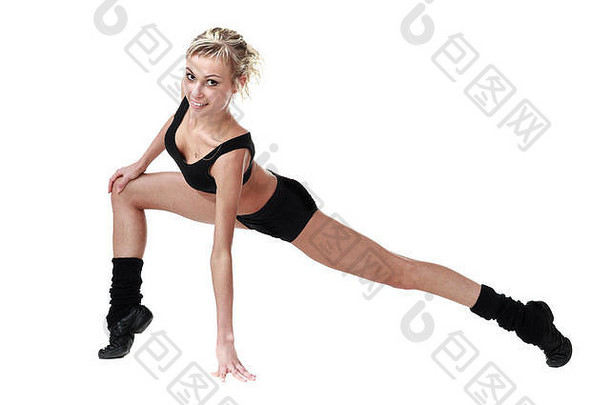 有氧运动健身女人锻炼孤立的完整的身体