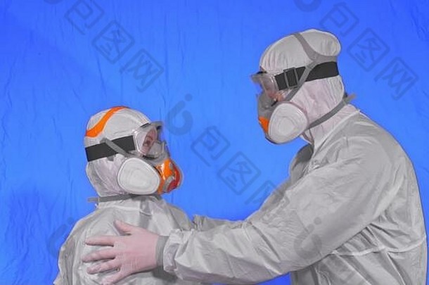 医生健康工人呼吸器慢运动人肖像穿保护医疗抗菌抗病毒气溶胶喷雾油漆面具