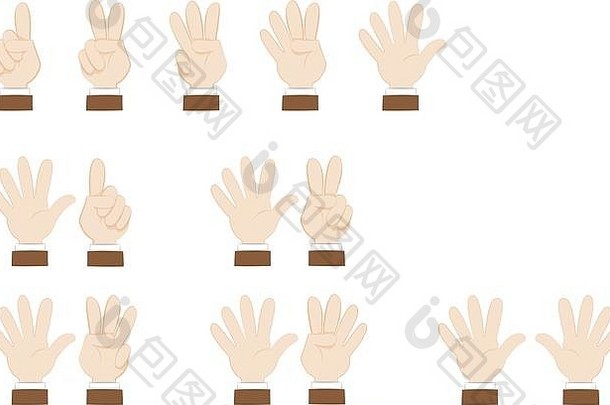 一套手势和显示数字的手
