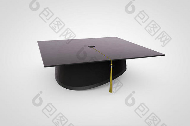 毕业帽。教育和学术概念。三维渲染