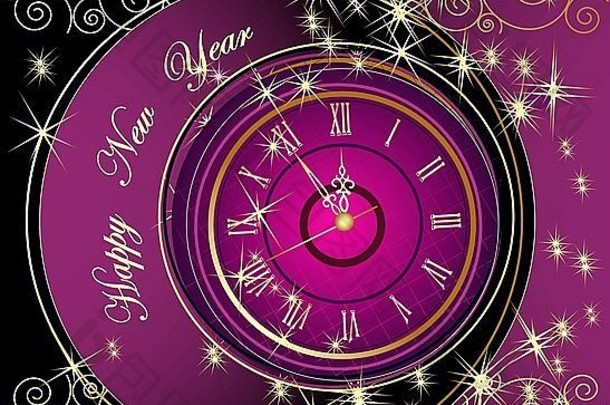 新年快乐带时钟背景