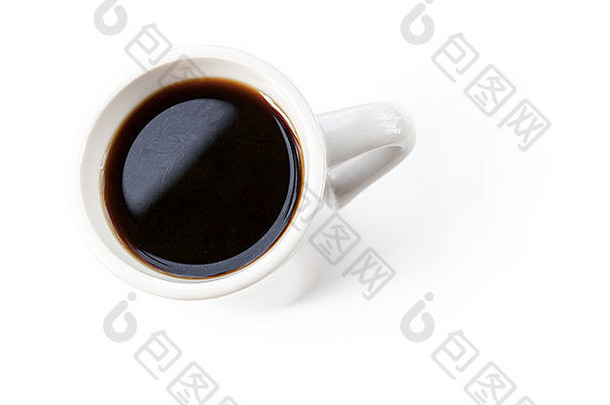 白色杯完整的黑色的咖啡站表格软影子前视图软影子