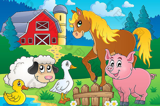 农场动物主题图像图片插图
