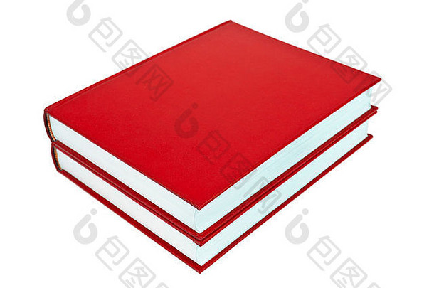 两本红色的书在白色背景上分开。