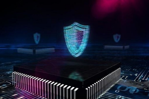 网络安全数字盾防火墙电脑保护技术未来主义的概念象征飞行工作电脑董事会circu