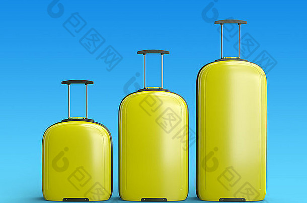 旅行手提箱处理蓝色的梯度背景呈现插图