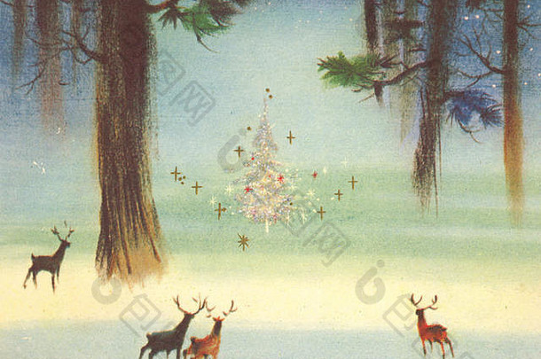 古董圣诞节卡说明设计