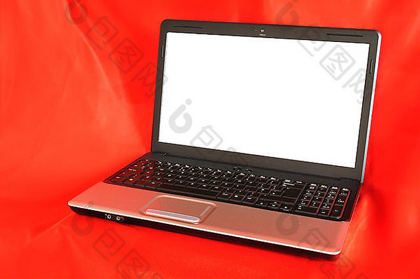 现代移动PC空白屏幕孤立的红色的背景