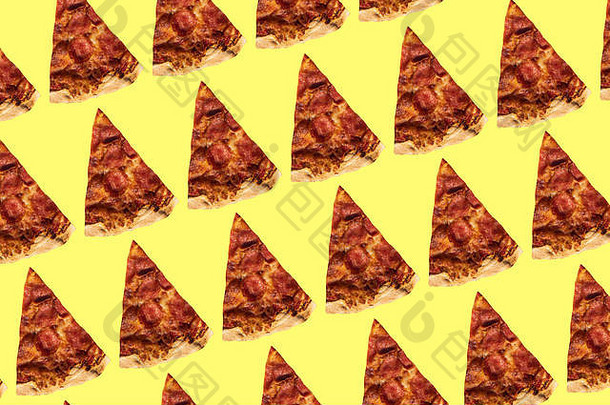 披萨模式黄色的背景艺术拼贴画