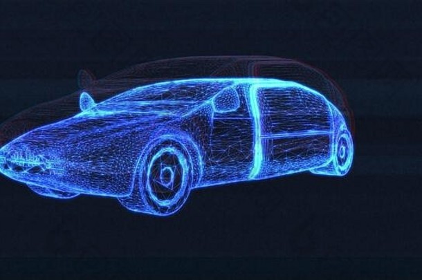 自动电动汽车线框设计概念3D插图