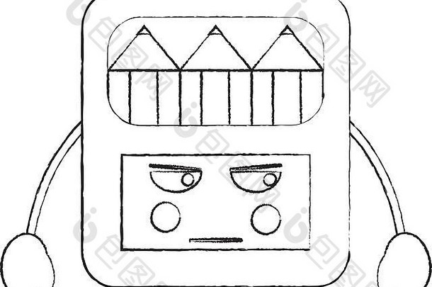愤怒的彩色铅笔盒学校用品卡瓦伊图标图像