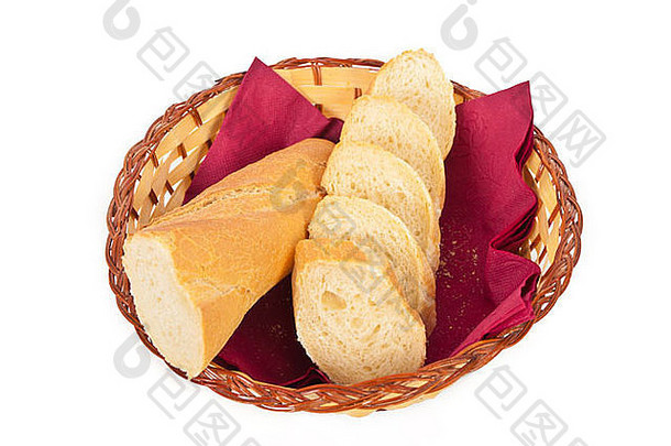篮子里的新鲜法式面包