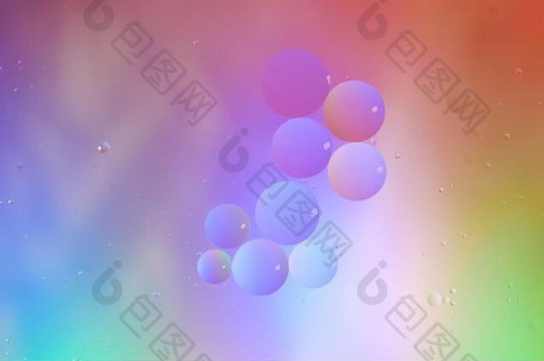 前视图运动石油泡沫液体石油表面五彩缤纷的背景神奇的结构色彩斑斓的泡沫色彩斑斓的艺术图像