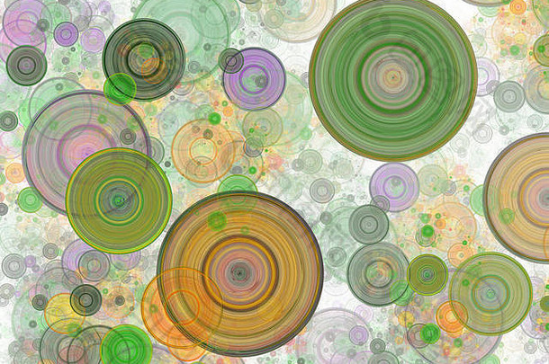 乱七八糟的彩色圆圈，五彩纸屑。抽象节日背景。奇妙的3D渲染几何数字分形插图。数字艺术。