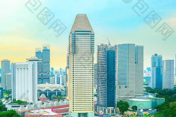 新加坡现代建筑空中城市景观