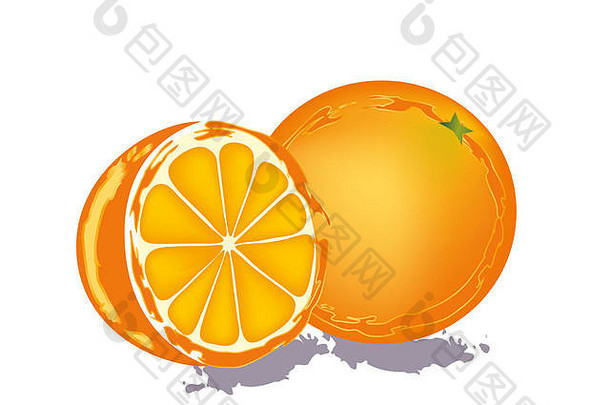 橙子片白色背景