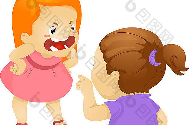 两个女孩打架的插图