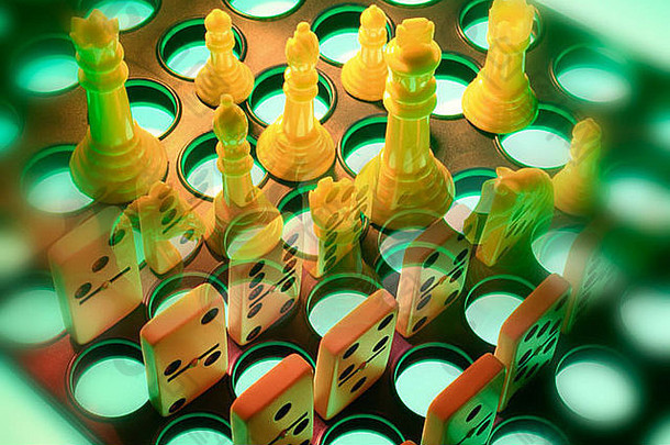 照片复合国际象棋块多米诺骨牌