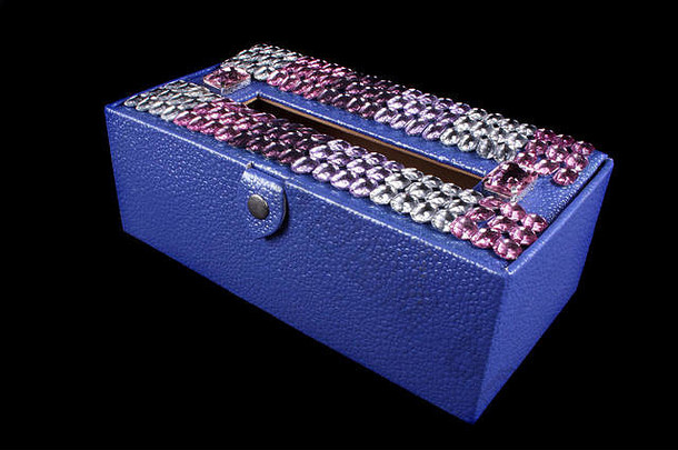 紫罗兰色豪华纸巾盒，镶嵌宝石。
