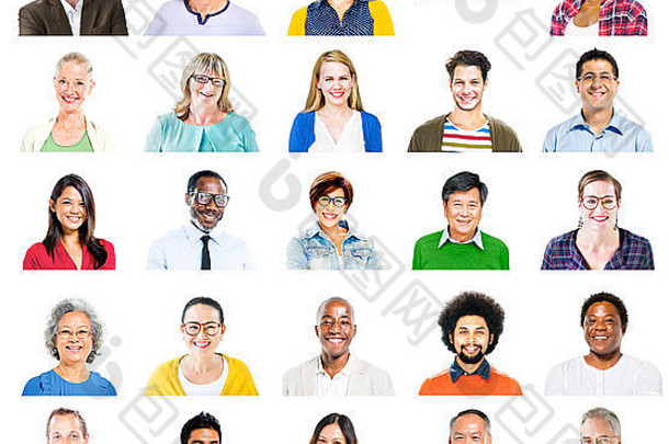 肖像多民族色彩斑斓的多样化的人