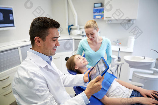 牙医x射线平板电脑病人女孩