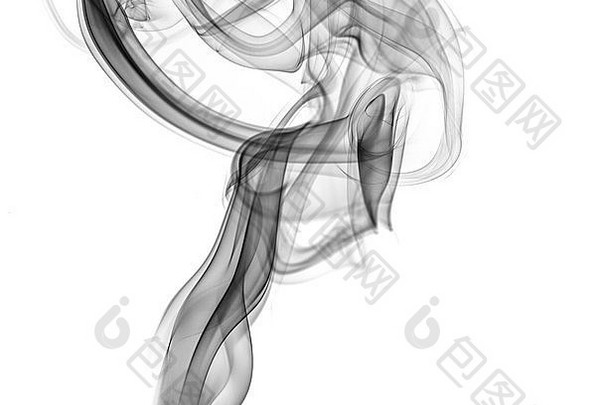 白色背景上的抽象烟雾。纹理设计元素。抽象艺术。香中的烟。微距拍摄。