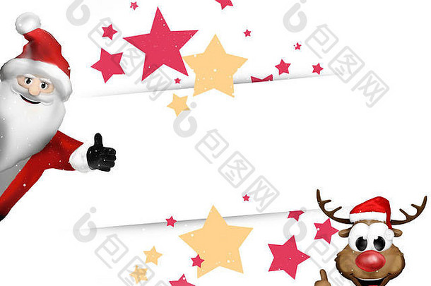 圣诞老人和驯鹿喜庆的明星