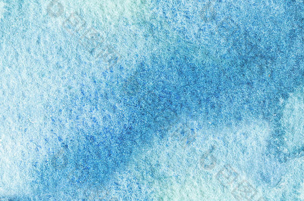 蓝色抽象水彩宏观纹理背景。手绘水彩背景