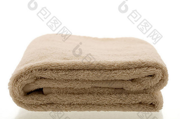 光棕色（的）折叠毛巾白色