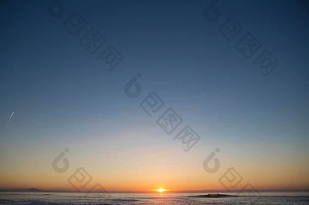 大西洋海洋美丽的日落海滩比亚里茨
