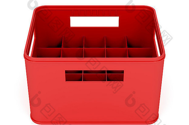 白色背景上的红色塑料板条箱